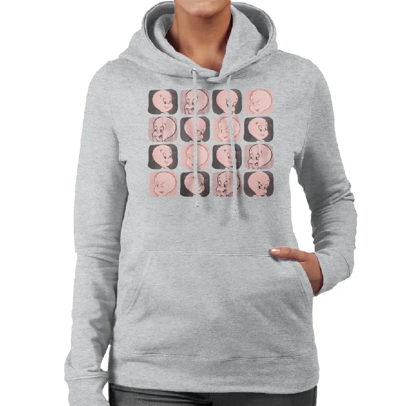 zippered hoodieCasper The Friendly Ghost Facial Expressions Pattern Women's Hooded Sweatshirt