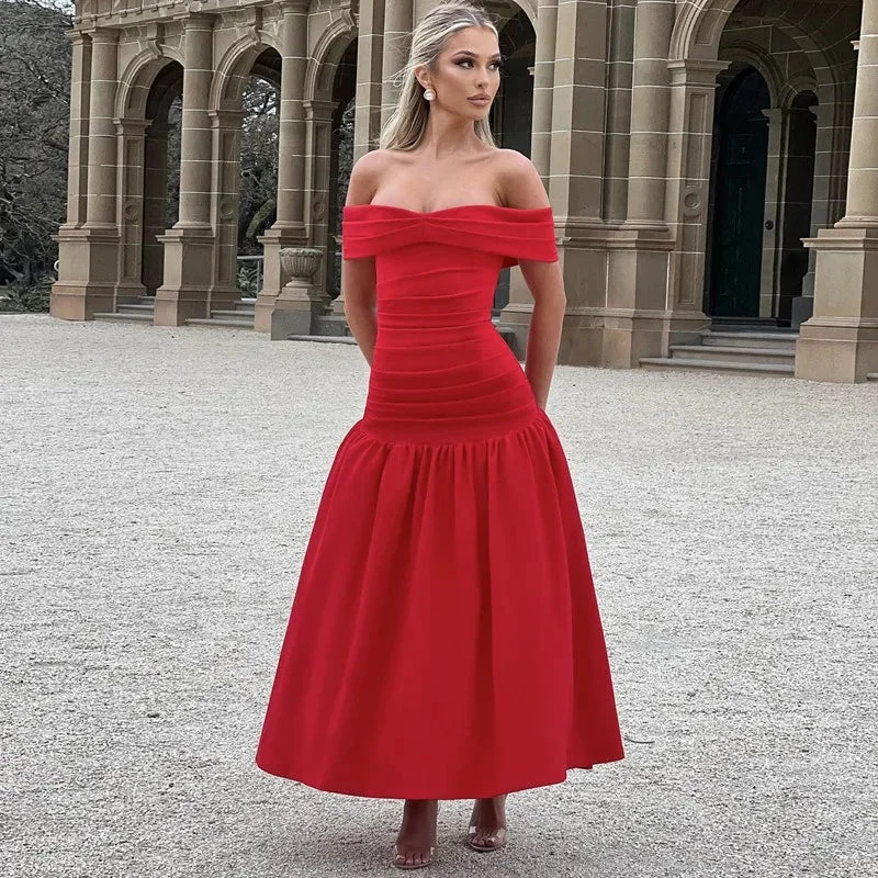 silk dressRed Sleeveless Bandeau Patchwork Christmas Party Dress