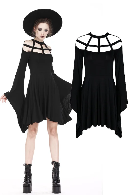 A-line dressPunk knitted dress with mimic spider web shape design and big kimono sleeves DW183