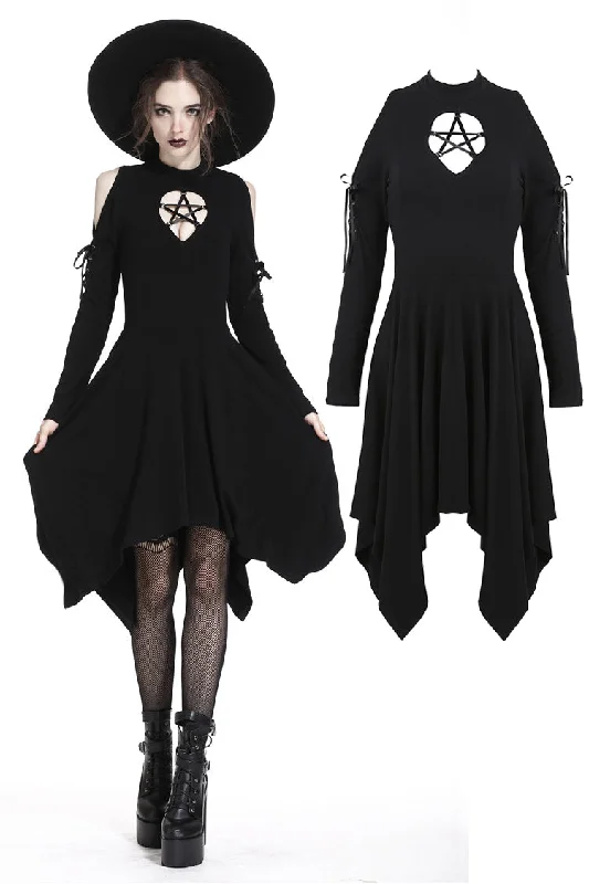 pleated dressDARK IN LOVE Punk hollow star chest dress with sexy ribbon sleeves  DW233