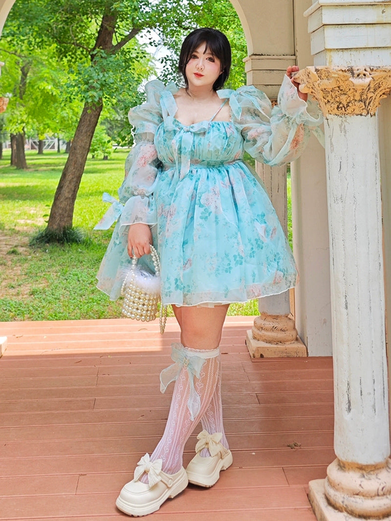 elegant shift dressRouroudream~Plus Size Lolita Princess Dress Mint Puff Sleeve