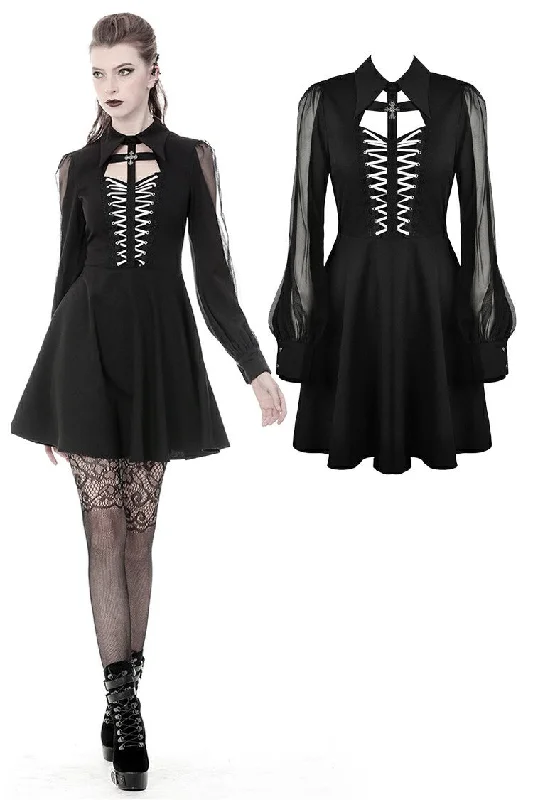 cocktail dressGothic coffin and cross front long sleeves dress DW378