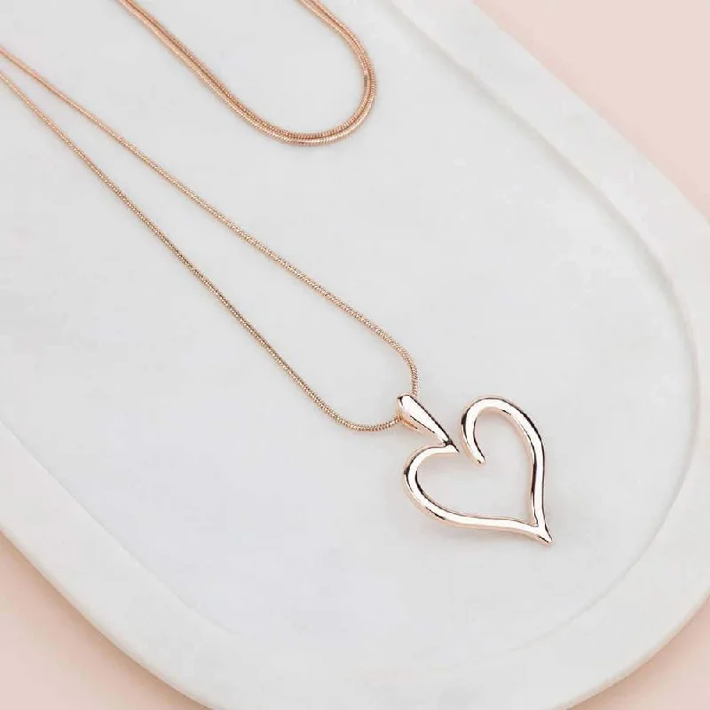 chic wrap dressRose Gold Favorite Heart Long Necklace