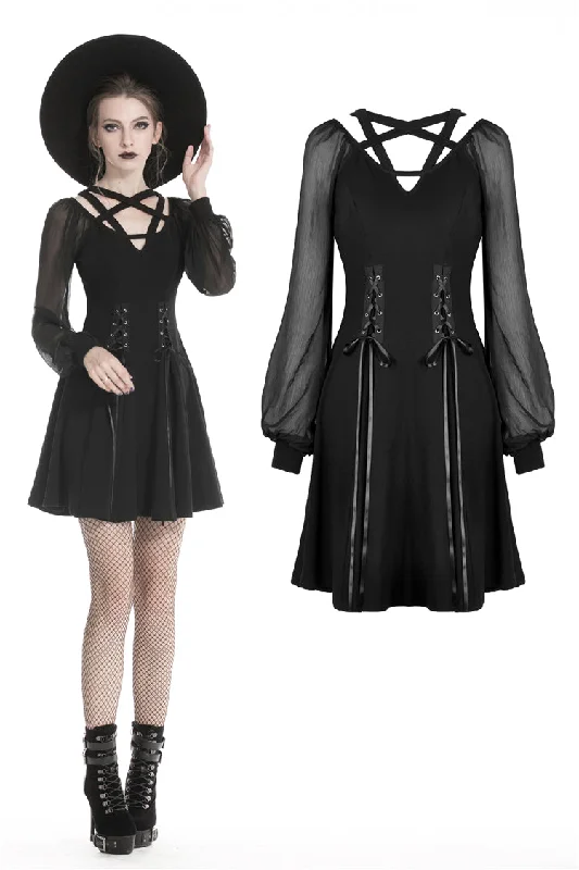 casual shift dressBlack punk alternative star homecoming dresses DW330