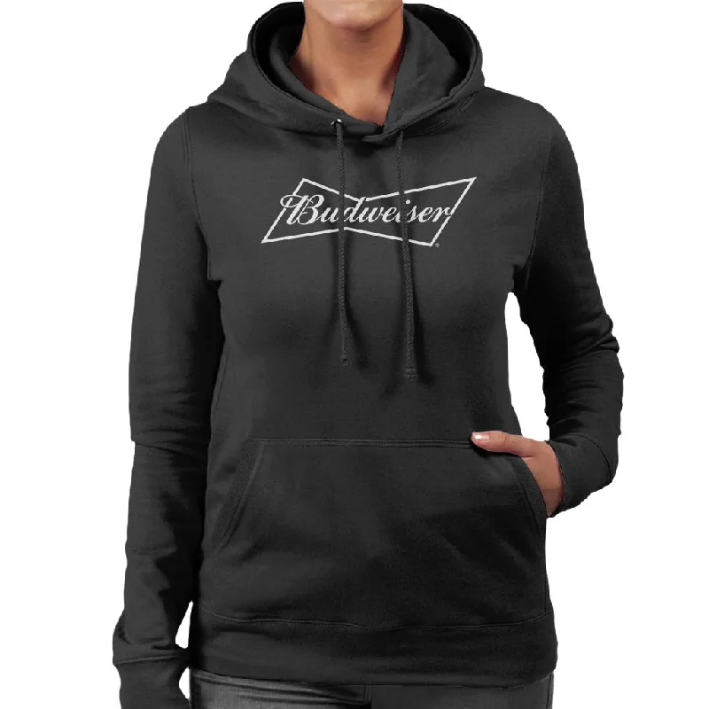 warm pullover hoodieBudweiser White Logo Women's Hooded Sweatshirt