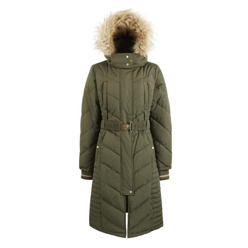 sleek jacketFairfax & Favor Charlotte Padded Ladies Longline Coat - Khaki