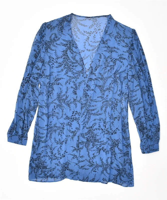 stylish hoodieCORI LADY Womens Cardigan Top UK 14 Large Blue Floral Vintage