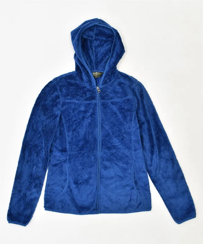 high-fashion hoodieEDDIE BAUER Womens Fleece Zip Hoodie Sweater UK 10 Small Blue Polyester