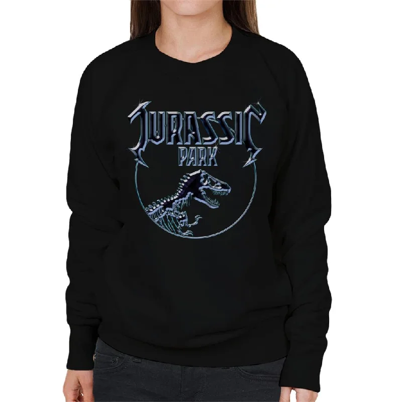 cozy gym sweatshirtJurassic Park Chrome Logo Women's Sweatshirt