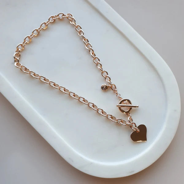 textured dressSHORT | Rose Gold Love Heart Toggle Necklace