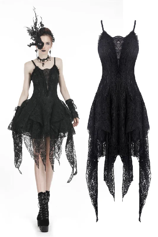 sleek midi dressGothic lolita elegant lace tasseled hem dress DW249