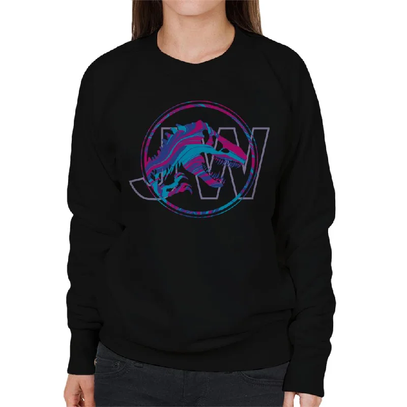 loose fit athletic hoodieJurassic Park JW T Rex Blue And Pink Gradient Women's Sweatshirt