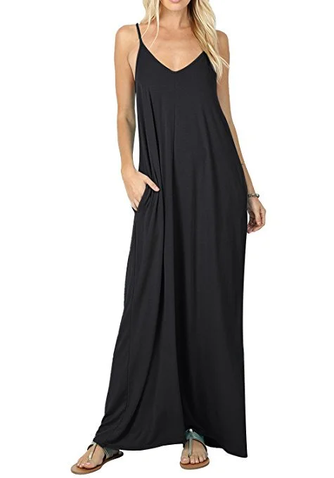 elegant dressOlivian Pocketed Maxi Dress - Black