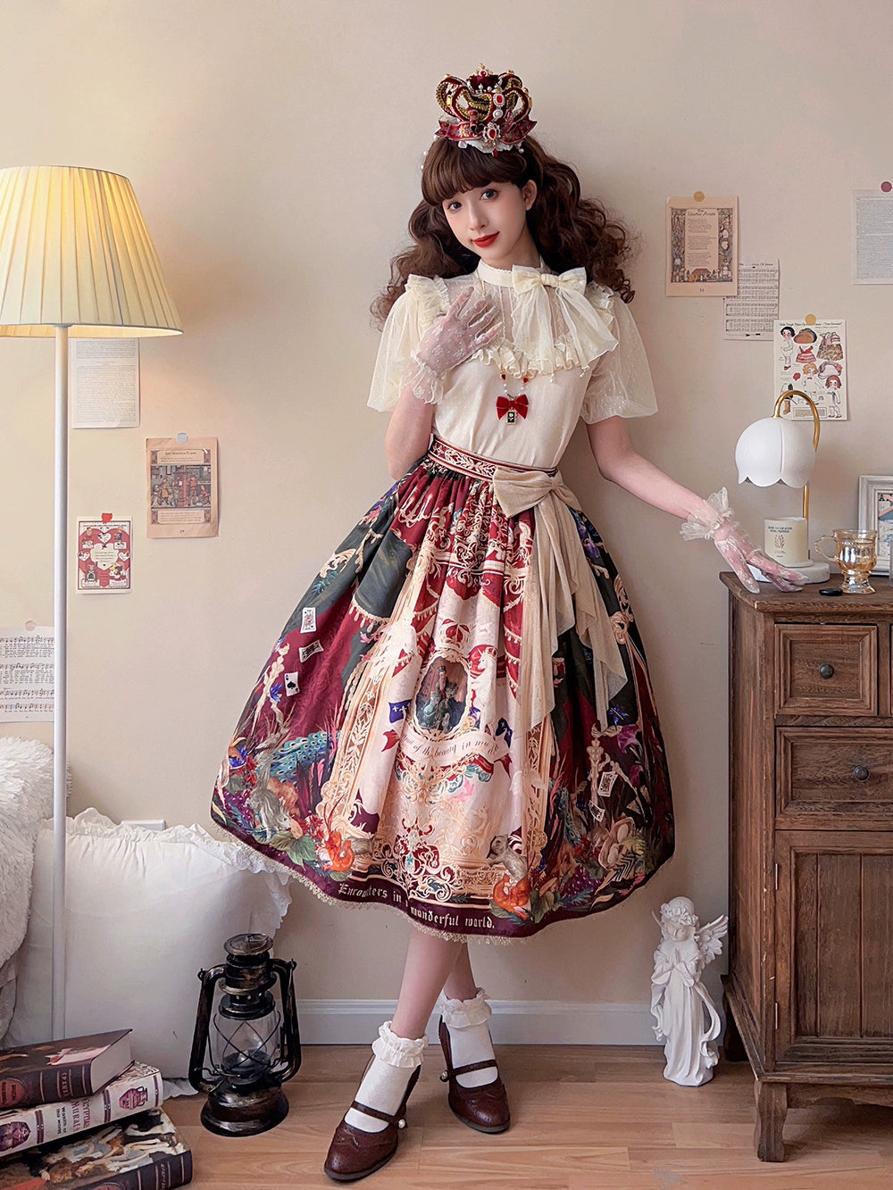 evening dressMiss Point~Kaleidoscope~Retro Lolita Skirt Oil Painting Print Skirt Customized