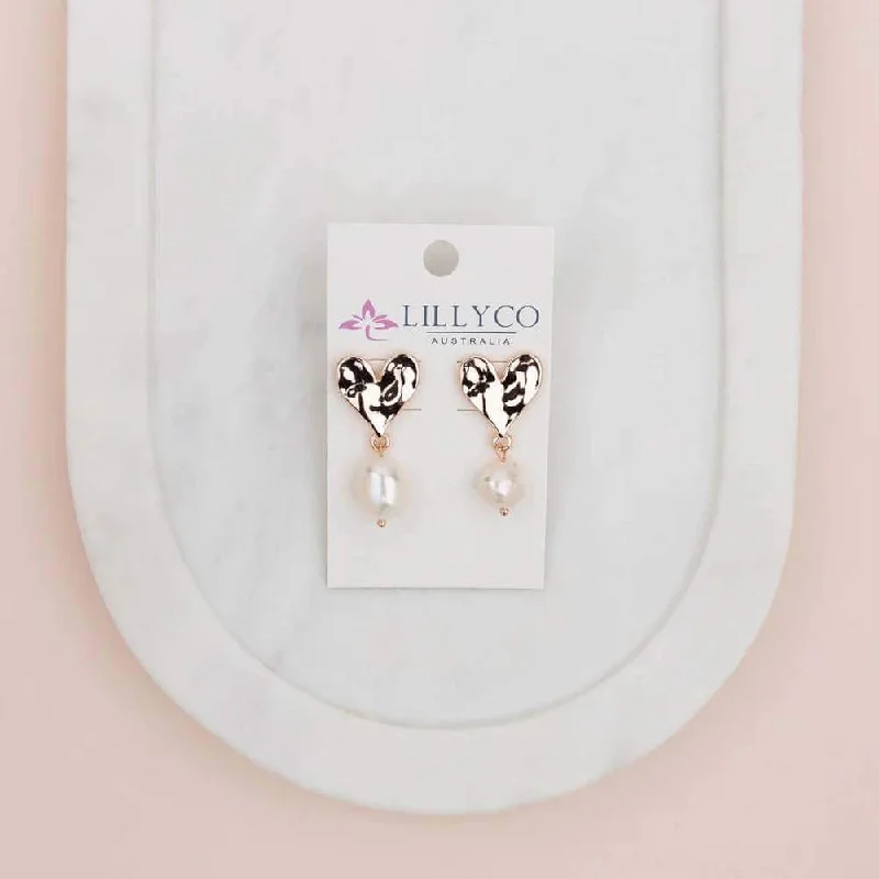 office dressRose Gold Heart & Drop Pearl Earring