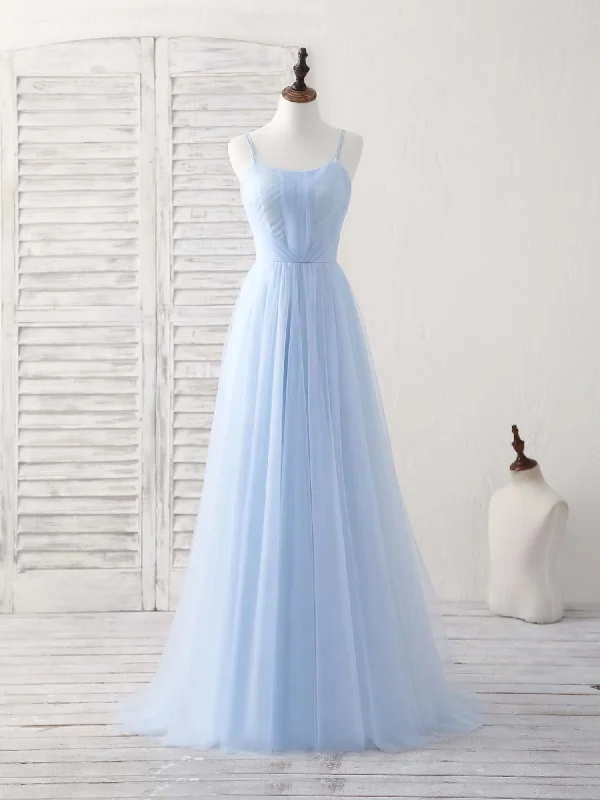 long sleeve dressLight Blue Tulle A-Line Formal Party Dress Bridesmaid Dress,DP1442