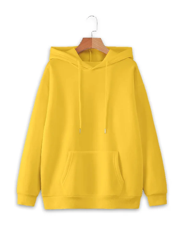 cozy workout hoodieVimal Jonney Yellow Solid Hooded Cotton Fleece Sweatshirt for Women