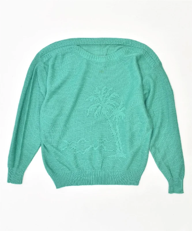 chic pullover hoodieVINTAGE Womens Crew Neck Jumper Sweater UK 14 Large Green Acrylic