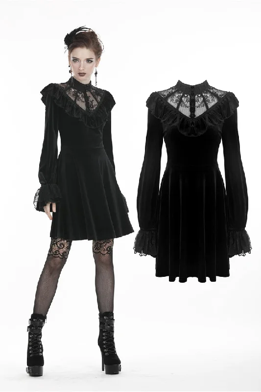 wool dressGothic lolita lace V neck velvet dress DW276