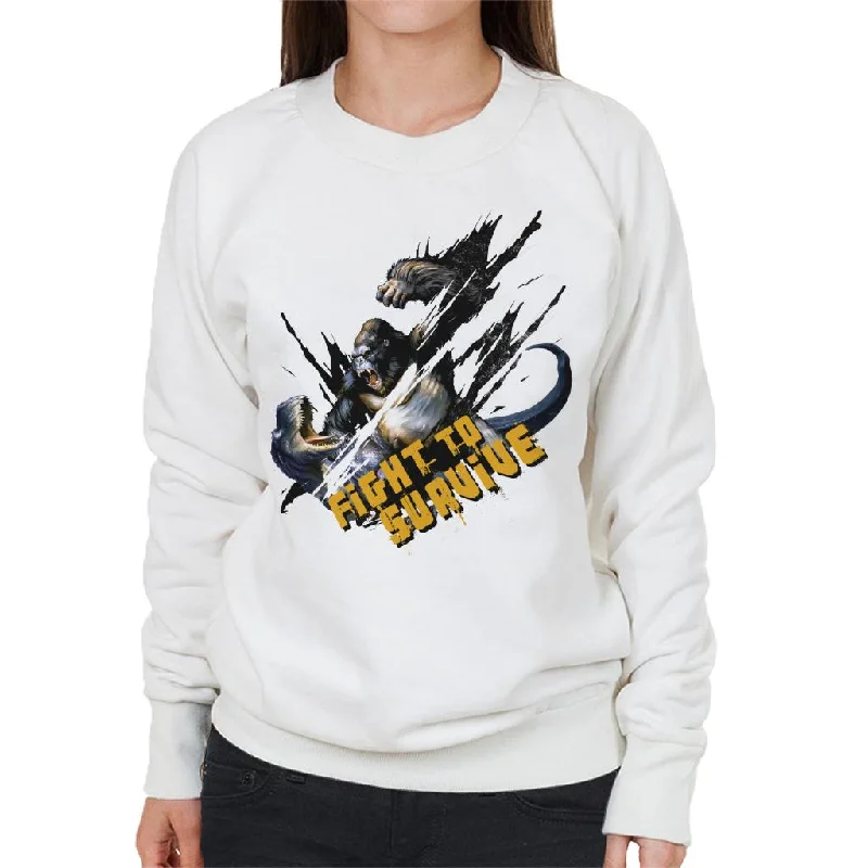 warm athletic hoodieKing Kong Vs T Rex Fight To Survive Women's Sweatshirt