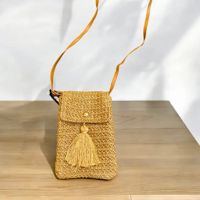 comfy maxi dressMini Fringe Phone Bag - Natural