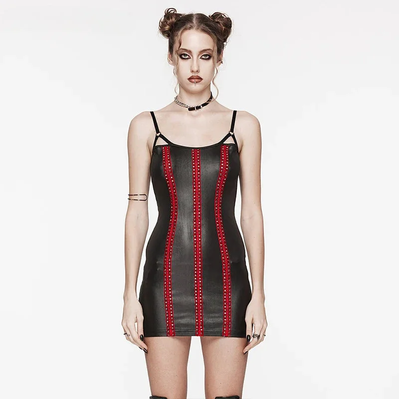 A-line dressPunk Rivet Webbing Slim Fit Sexy Mini Dress