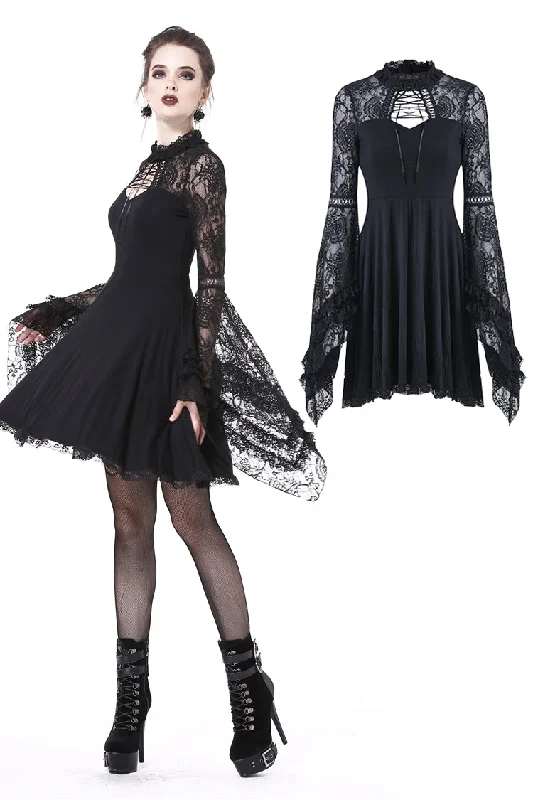 modern dressElegant gothic lace-up lacey knitted T-shirt DW210