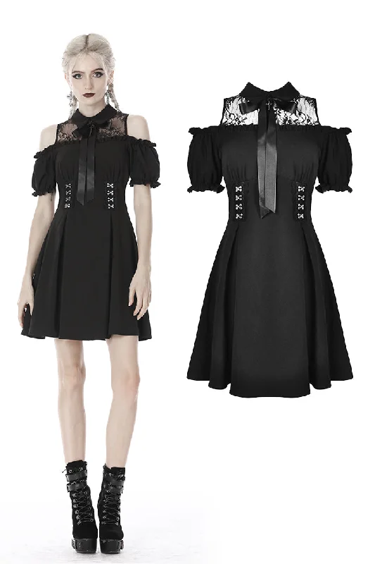 fitted bodycon dressGothic lolita off shoulder collar bow dress DW415