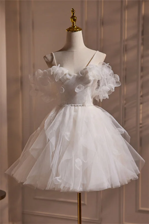 summer floral dressOff the Shoulder White Tulle Short Princess Dress