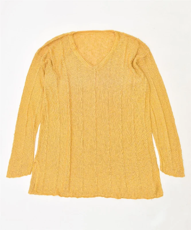 warm hoodieVINTAGE Womens V-Neck Jumper Sweater UK 18 XL Yellow