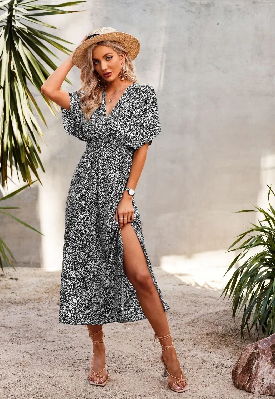 tiered dressWoodloch Adjustable Printed Kimono Maxi Dress