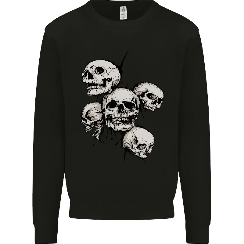 bold fitness hoodie5 Skulls Demons Biker Gothic Heavy Metal Mens Sweatshirt Jumper