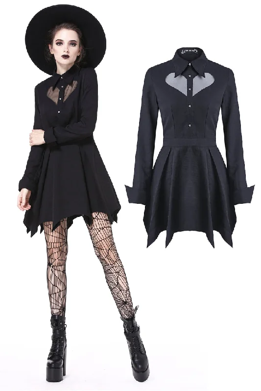 vintage-inspired dressGothic sexy mesh heart pleated collar bow dress DW205