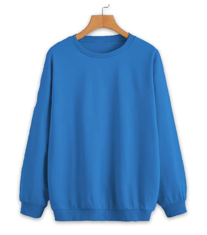 warm athletic hoodieVimal Jonney Blue Solid Round Neck Cotton Fleece Sweatshirt for Women