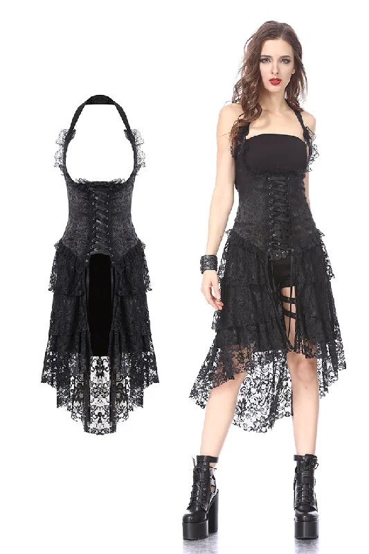 classic fit-and-flare dressGothic corset dress with lace cocktail hem DW162BK