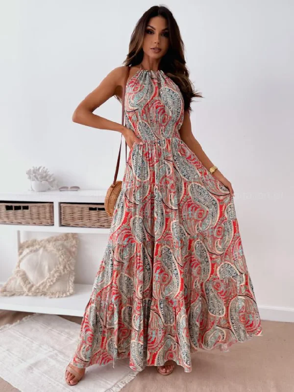 chic shift dressNever Too Much Printed Open Back Maxi Dress