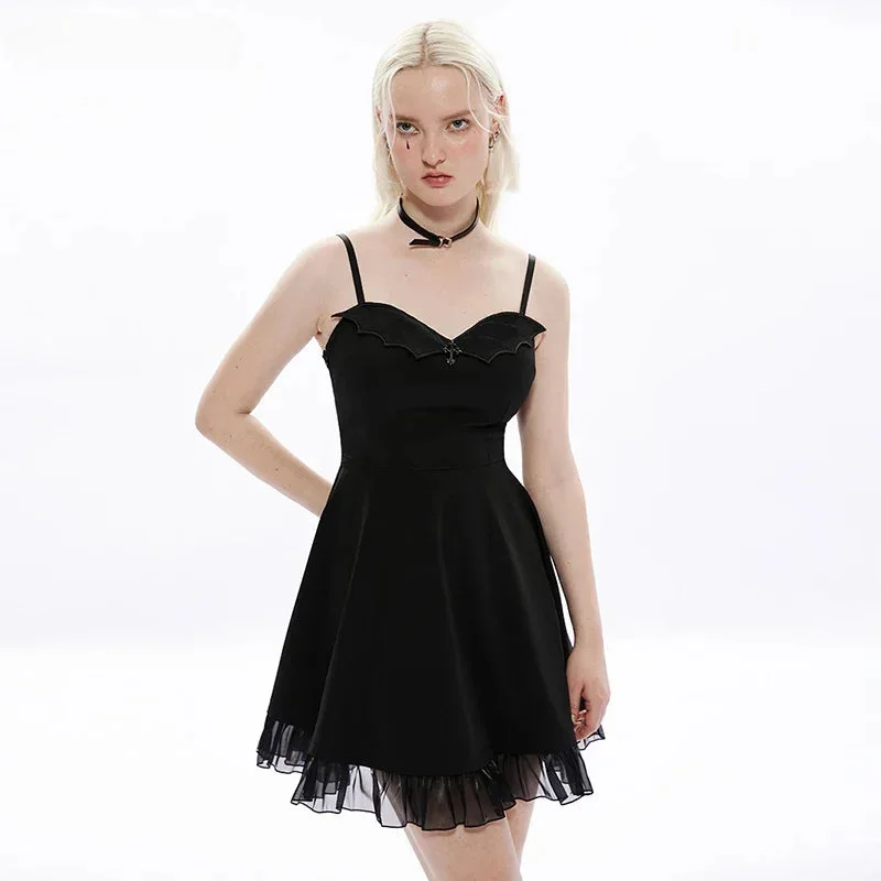 boho dressBat Cross Playful Elastic A-Line Sexy Black Dress