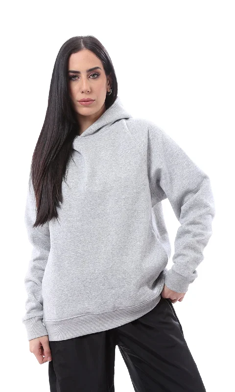 luxury fitness sweatshirtO167537 Heather Grey Coziness Hoodie With Side Pockets