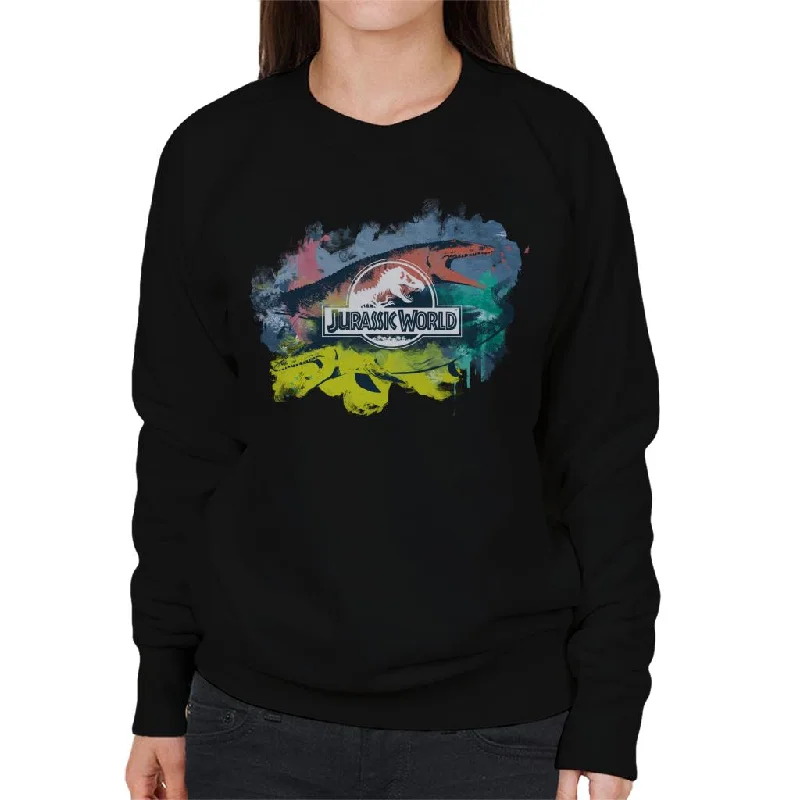 premium athletic sweatshirtJurassic Park Mosasaurus Brush Stroke Montage Women's Sweatshirt