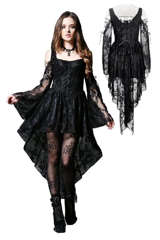 casual midi dressGothic dress of ghost cocktail lace with button row DW053BK