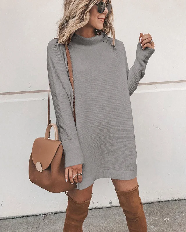 party-ready dressMarcelle Mock Neck Knit Dress - Light Mocha