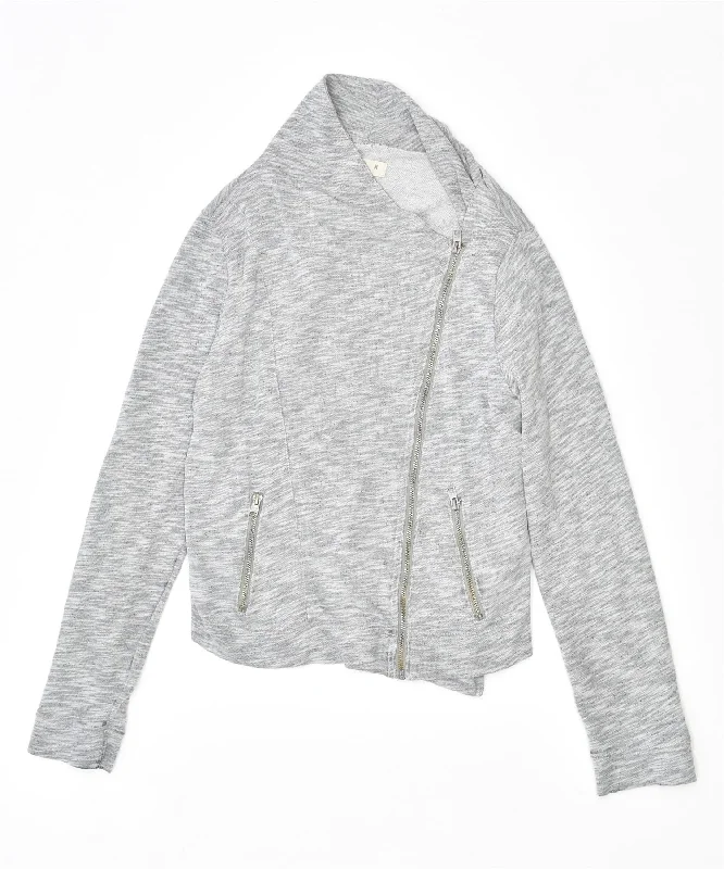 casual zip-up sweatshirtHOLLISTER Womens Cardigan Sweater UK 12 Medium Grey Cotton