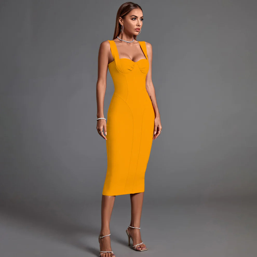 trendy wrap dressStrappy Sleeveless Midi Bandage Dress