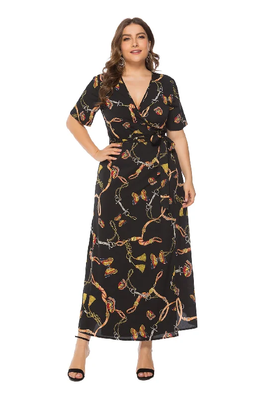 fitted dressKittenAlarm - Plus Size V-neck Printing Dress