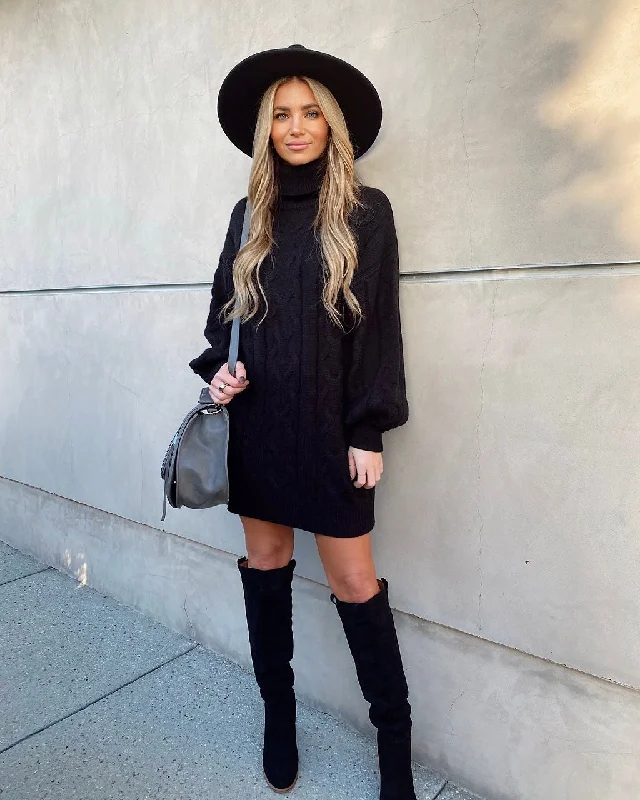 mini dressMilana Cable Knit Turtleneck Sweater Dress