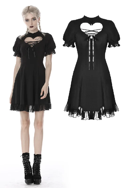 relaxed fit dressGothic lolita hearted lace up midi dress DW389