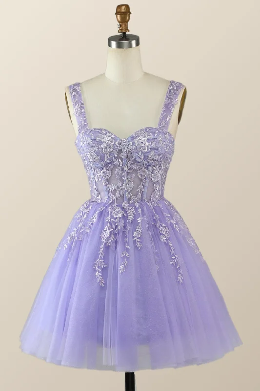 off-shoulder dressPrincess Lavender Embroidered Short Princess Dress