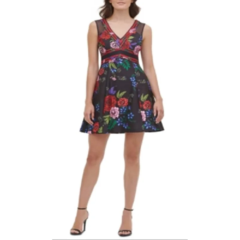 Early Bird Discount Guess Women's Floral A Line Dress Black Size 8