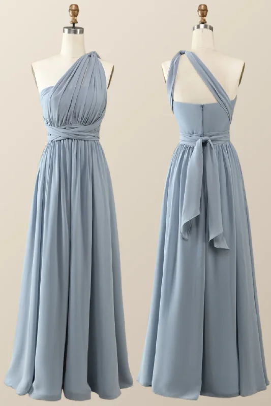 bodycon dressMisty Blue Chiffon A-Line Convertible Long Party Dress Bridesmaid Dress,DP1816