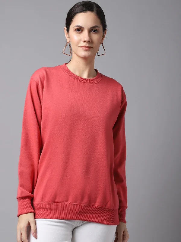 fitness lifestyle hoodieVimal Jonney Fleece Round Neck Pink Sweatshirt For Women